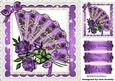 Pretty Purple Lace Fan with Roses, in Lace Frame 8x8
