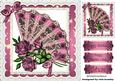 Pretty Rose Pink Lace Fan with Roses, in Lace Frame 8x8