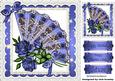 Pretty Blue Lace Fan with Roses, in Lace Frame 8x8
