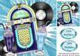 Jukebox, Records and Milkshakes Blue Memorabilia 8x8