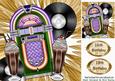 Jukebox, Records and Milkshakes Gold Memorabilia 8x8