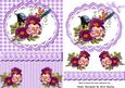 Blue Bird with Flowers, Lace and Lilac Gingham Card/topper