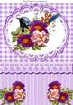 Bird with Flowers, Lace and Lilac Gingham A4