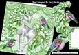 Pretty Fantasy Green Unicorn with Little Birds 8x8 Mini Kit