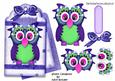 Cute Owl on a Fancy Purple Tag with Bow