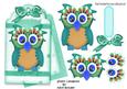Cute Owl on a Fancy Turq Tag with Bow