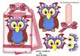 Cute Owl on a Fancy Rose Pink Tag with Bow