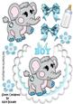 Little Stitched Ele on Boys Lace Bib with Bottle & Bows