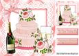 Pretty Wedding Cake with Pink Roses and Champers 8x8