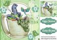 Gnome in Blue Hat Taking a Nap in a Teacup 8x8