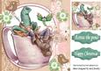 Gnome in Green Hat Taking a Nap in a Teacup 8x8
