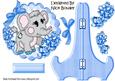 Cute Little Ele on Lace and Blue Stand with Flowers