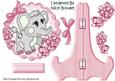 Cute Little Ele on Lace and Pink Stand with Flowers
