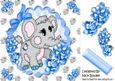 Cute Little Ele on Lace with Bow and Blue Roses 8x8