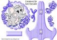 Cute Little Ele on Lace and Purple Stand with Flowers