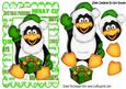 Cute Penguin Waving with Present in Green Santa Hat