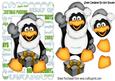 Cute Penguin Waving with Present in Silver Santa Hat