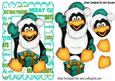 Cute Penguin Waving with Present in Turq Santa Hat