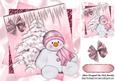 Cute Snowman in Pink with Tree on Glitter Stacks 8x8