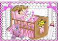 Sleeping Baby Girl in Pink Crib with Lace and Bows A4