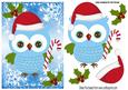 Lovely Festive Owl with Candy Cane and Santa Hat