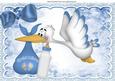 Special Delivery Stork with Baby Boy & Bottle A4