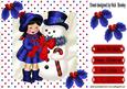 Little Girl in Her Blue Coat with Snowman 8x8