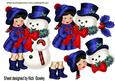 Little Girl in Her Blue Coat with Snowman A4