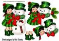 Little Girl in Her Green Coat with Snowman A4