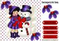 Little Girl in Her Purple Coat with Snowman 8x8