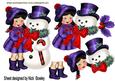 Little Girl in Her Purple Coat with Snowman A4