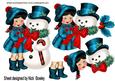 Little Girl in Her Turq Coat with Snowman A4
