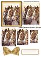Three Lovely Brown Horses Together in Antique Frame Pyramids