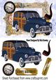 1948 Blue and Tan Woody, in a Map Frame