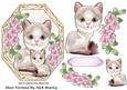 Cute Kitten with Mum with Pink Flowers