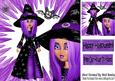Witch in Purple with Hat, Bat and Spider 8x8
