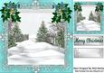 Pretty Trees in the Snow, with Holly and Turq Bow 8x8