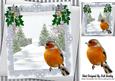 Christmas Tree and Snow with Robin, Silver Bows 8x8