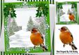 Christmas Tree and Snow with Robin, Green Bows 8x8