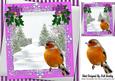 Christmas Tree and Snow with Robin, Pink Bows 8x8