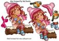 Little Girl Cuddling Her Kitty in the Snow with Robins A4