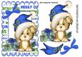 Cute Puppy in Blue Santa Hat with Pressie