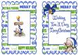 Little Teddy at the North Pole in Blue Santa Hat A5 Insert