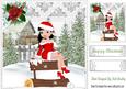 Posing for the Camera in Santa Suit, in Snow Scene 8x8