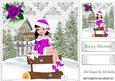 Posing for the Camera in Pink Santa Suit, in Snow Scene 8x8