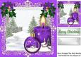 Pretty Lighted Candle with Bauble and Snow Scene Purple 8x8