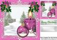 Pretty Lighted Candle with Bauble and Snow Scene Pink8x8