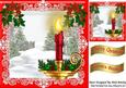 Pretty Red and Gold Candle with Snow Scene 8x8