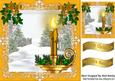 Pretty Gold Candle with Snow Scene 8x8