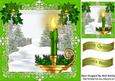Pretty Green and Gold Candle with Snow Scene 8x8
